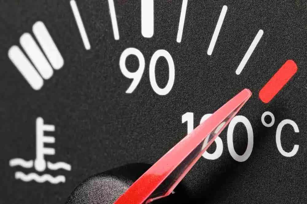 Temperature gauge needle climbing toward hot