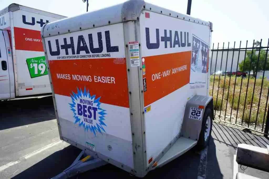 U-Haul enclosed cargo trailer on the lot