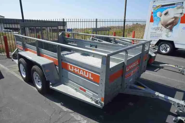 U-Haul utility trailer parked on the lot
